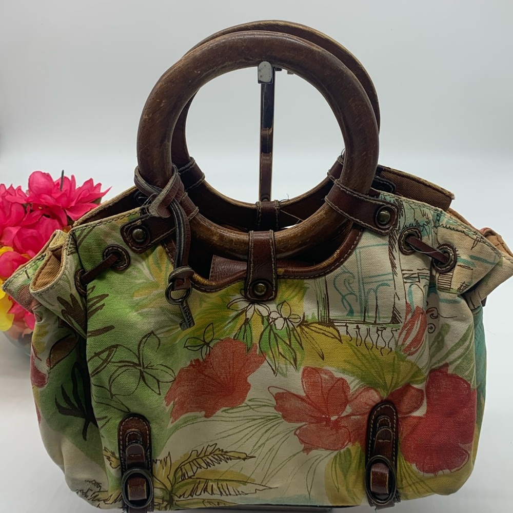 Fossil Vintage Floral Vintage Circular Wood Handle MCB6158D